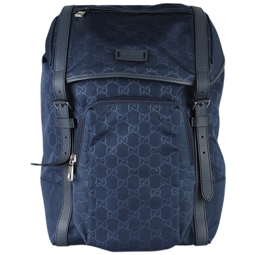 Gucci 387071 Drawstring Blue Nylon Backpack (208812)